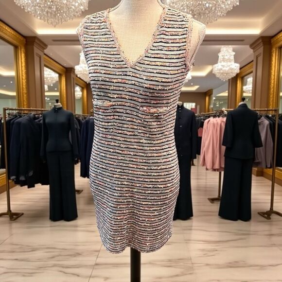 CHANEL Dresses & Skirts - CHANEL Multicolor Striped Mini Dress